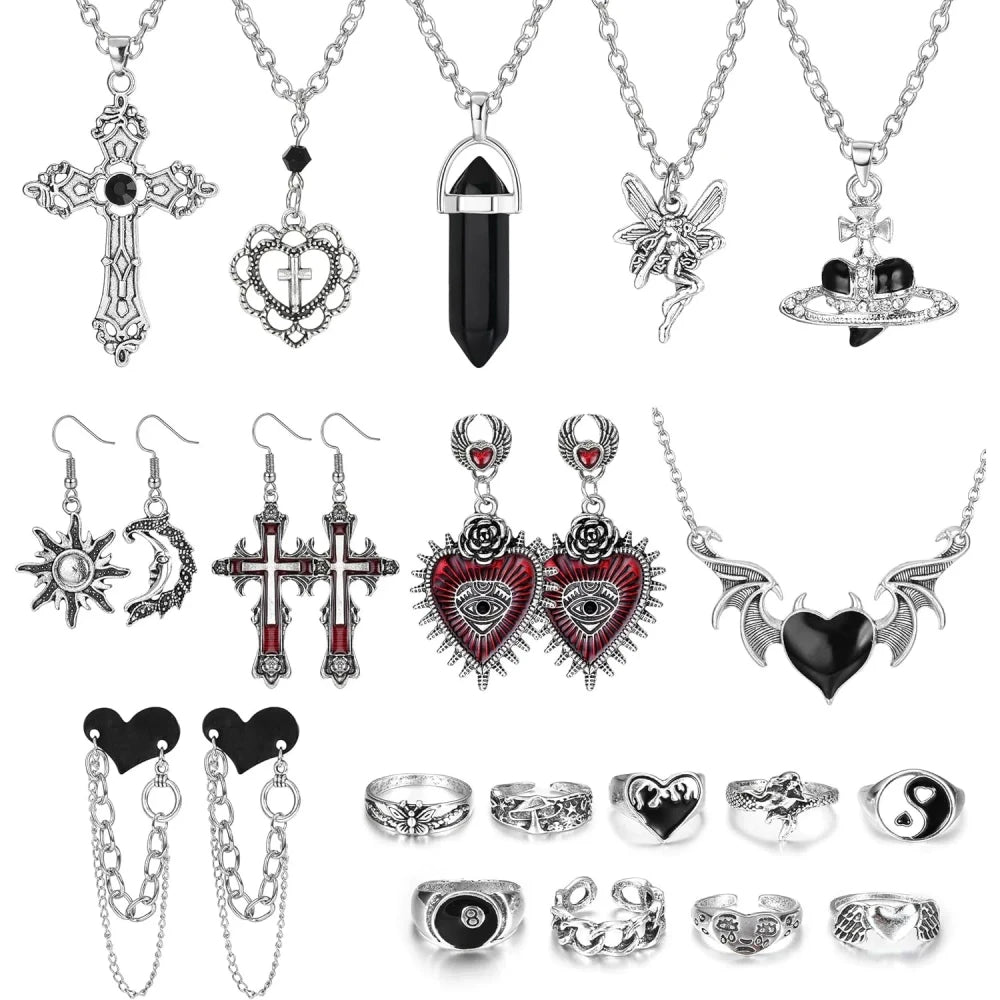 Gothic Heart Jewelry Set
